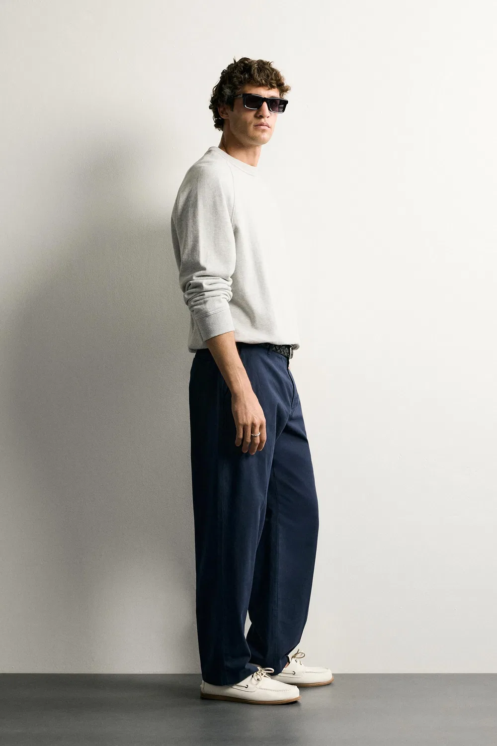 Выстиранные брюки свободного кроя ZARA, Blue — фото 4