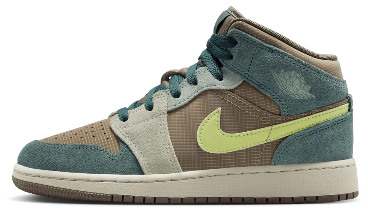 Кроссовки для мальчиков AJ 1 Mid SE Uni Jordan, цвет Khaki/Light Lemon Twist/Hasta — фото 2
