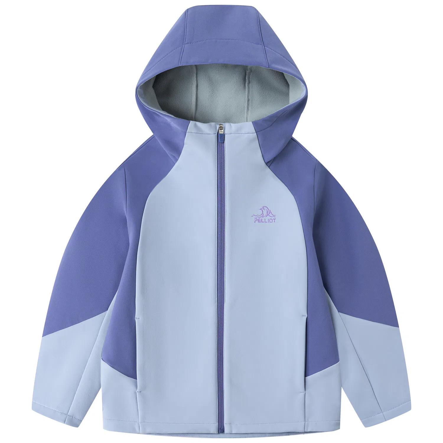 Детская софтшелл-куртка с капюшоном PELLIOT, Bellflower Purple+Light Blue Purple