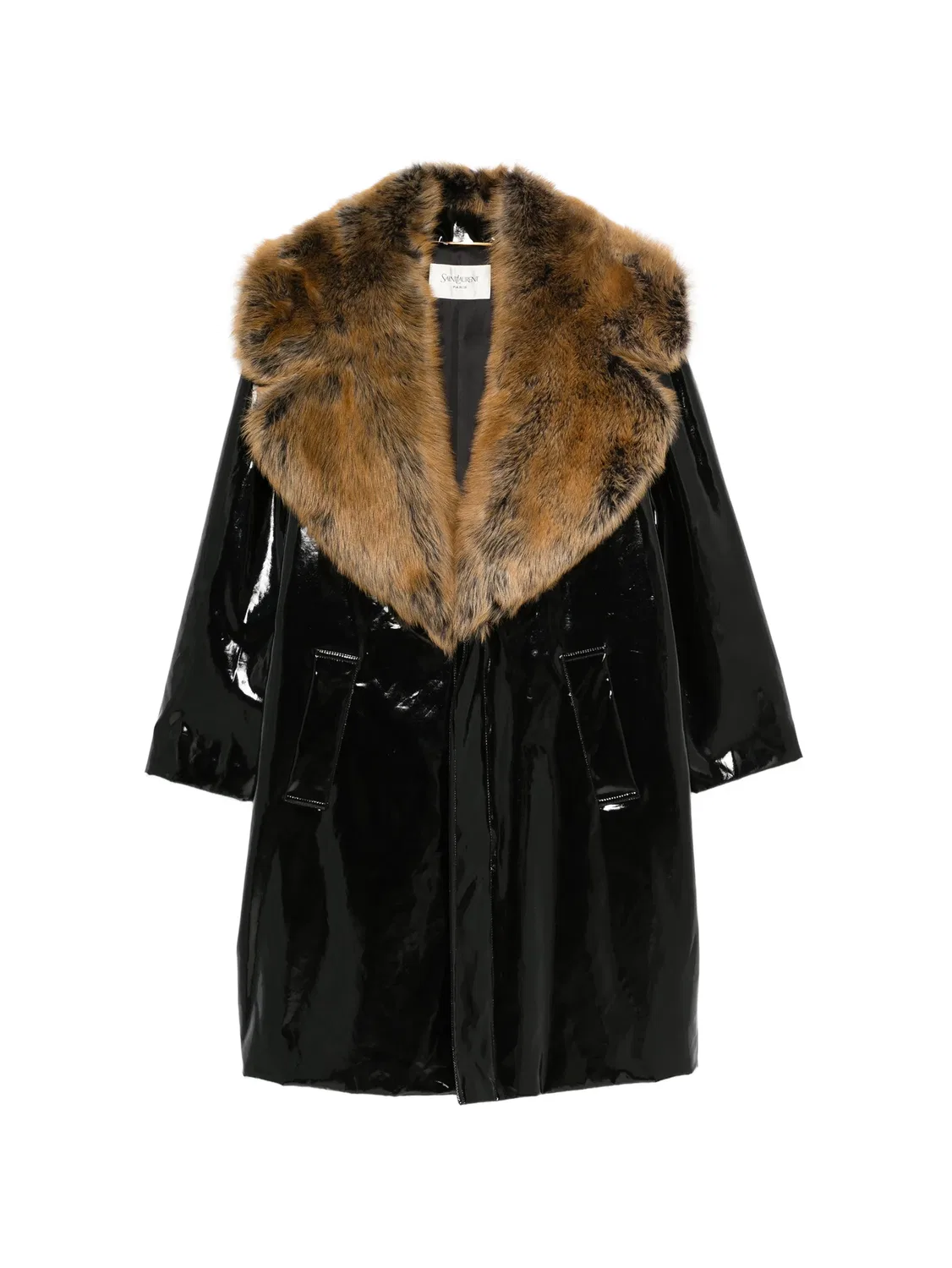 Лакированное пальто Saint Laurent, черный