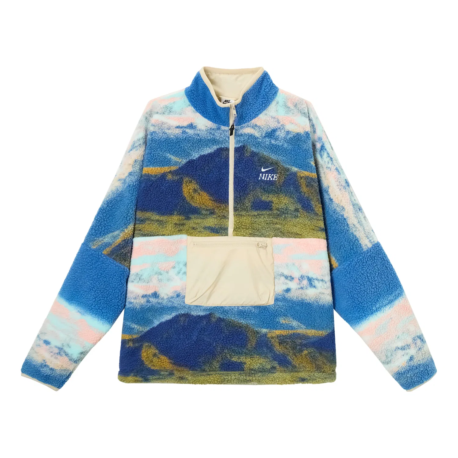 Мужская куртка Club Winterized Half-Zip Anorak Faux Fleece Sweatshirt 'Blue' Nike, Blue/Multicolor