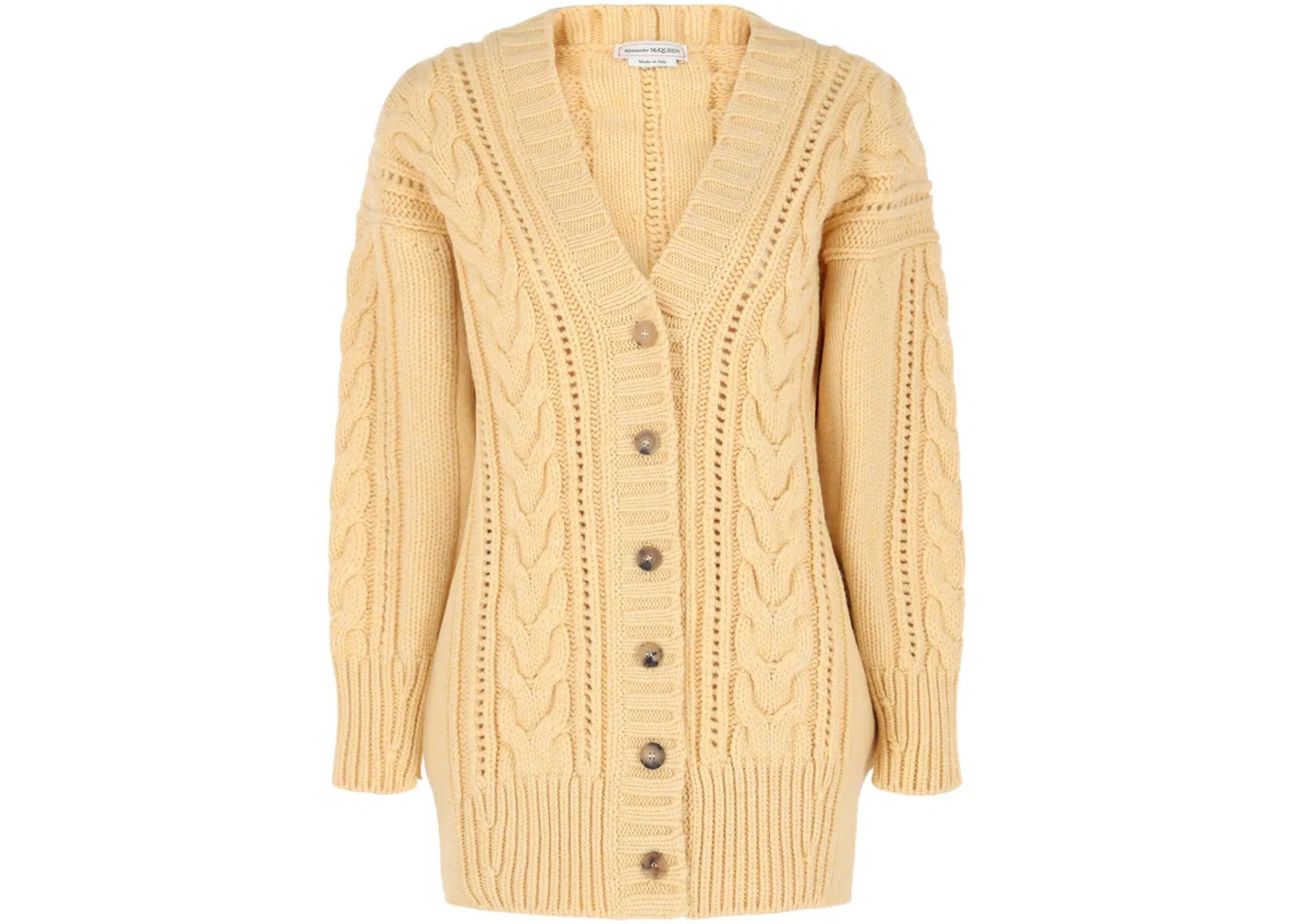 Женский кардиган оверсайз крупной вязки Alexander McQueen, Pale Yellow