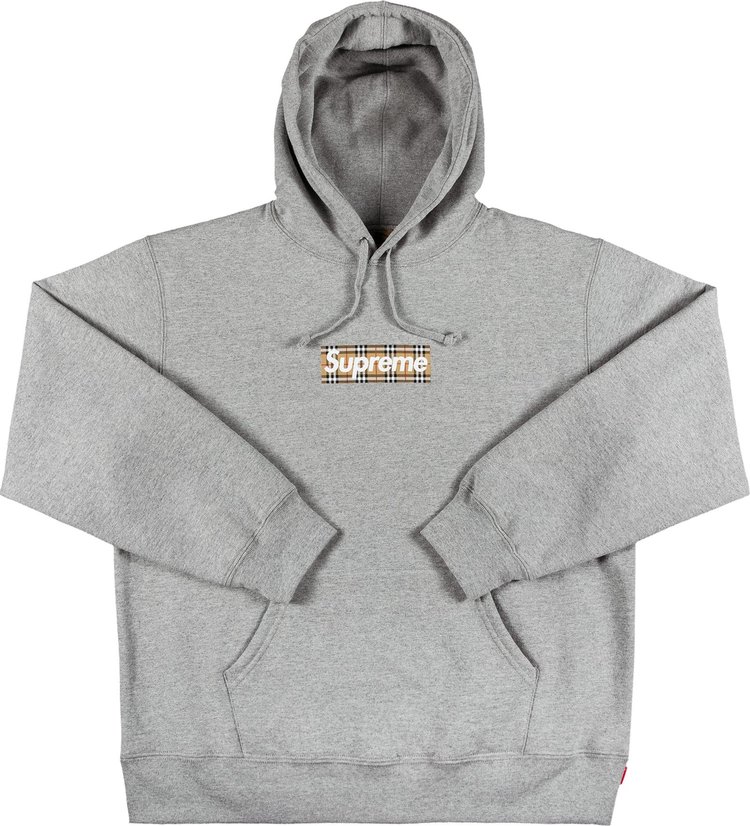 Толстовка Supreme x Burberry Box Logo Hooded Sweatshirt 'Heather Grey', серый - фото