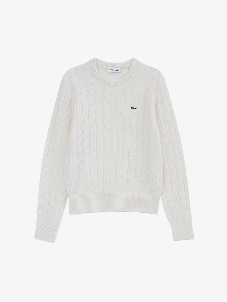 Свитер LACOSTE AF083E White с кабельным узором — фото 4