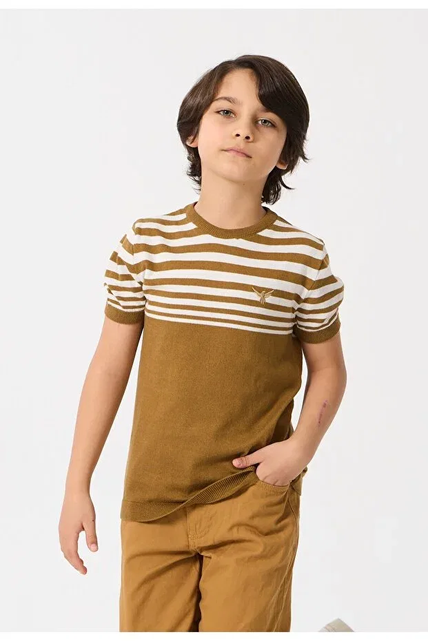 Детская футболка с полоской для мальчиков Nisrakids, Khaki