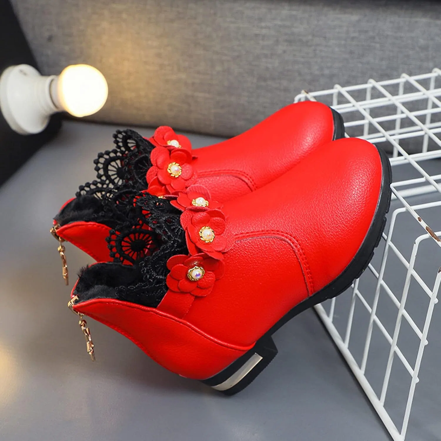 Детские ботинки для девочек с широкой колодкой Hynde Girl Wpf A Boot, Red — фото 3