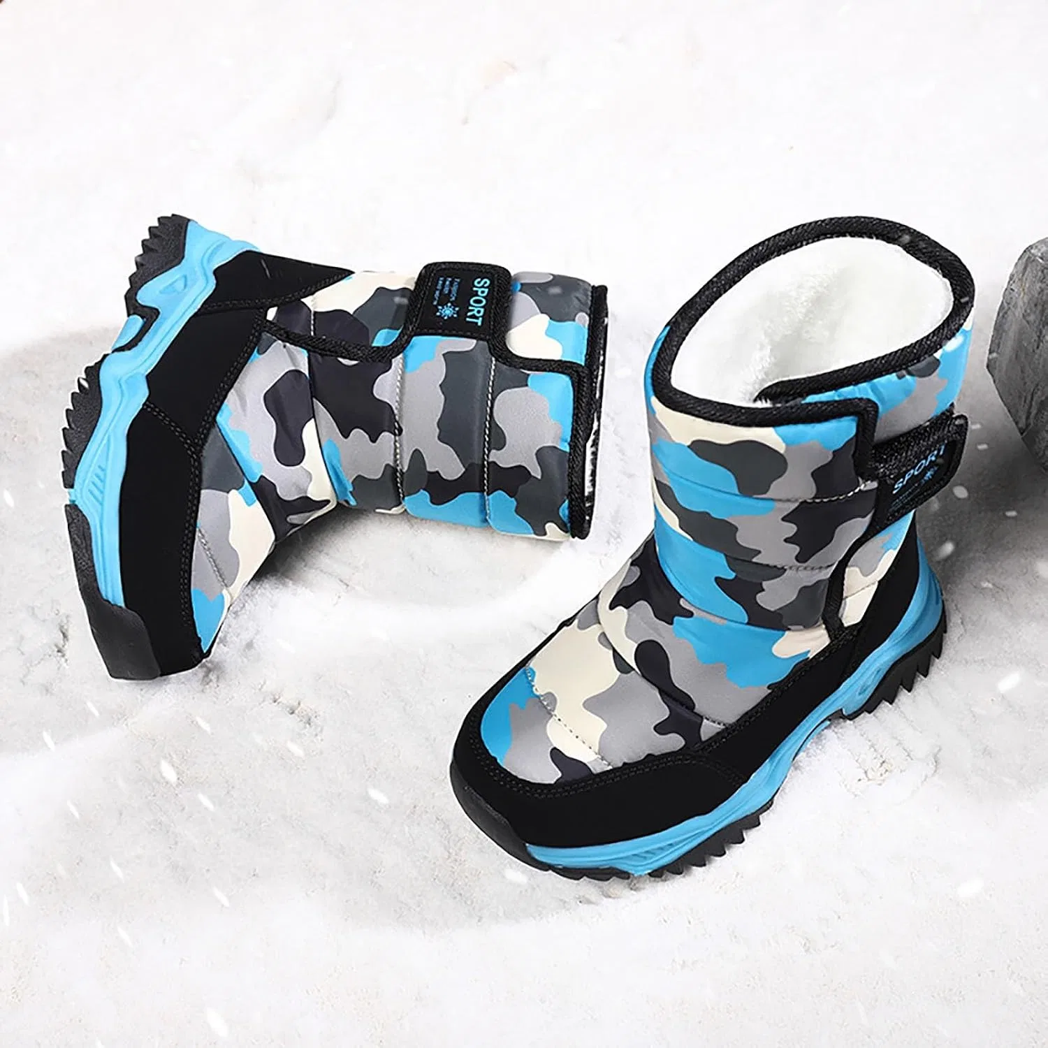 Детские зимние ботинки для мальчиков и девочек с принтом, Snow Boots, Sky Blue — фото 4