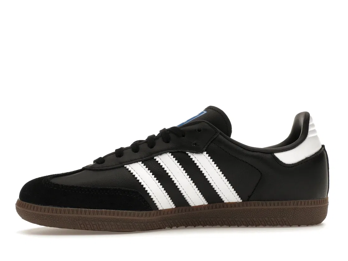 Детские кроссовки кожаные с T-образным носком Adidas Samba OG, Core Black/Cloud White/Gum — фото 3