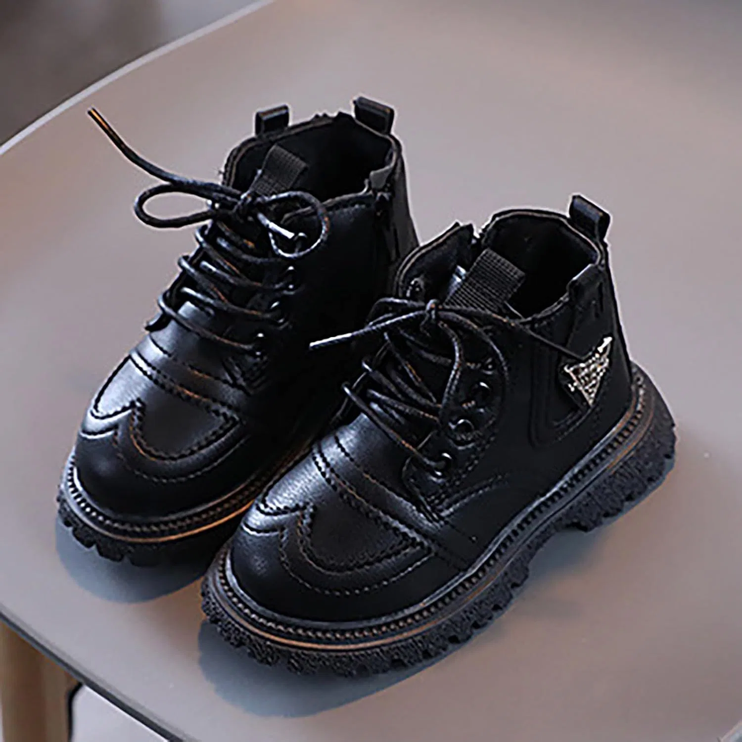 Детские ботинки из сетки с кружевом Burr Berry Shoes, Black — фото 4