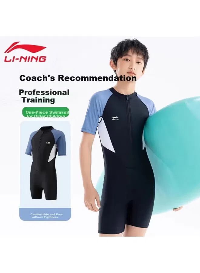 Плавки-комбинезон для мальчиков с длинным рукавом Li-Ning, черный