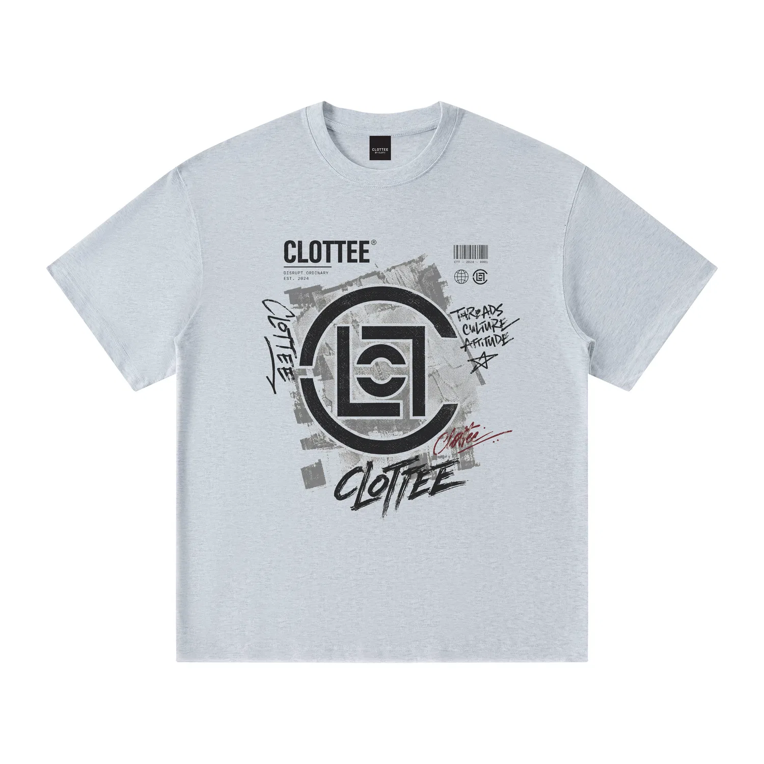 Детская футболка с круглым вырезом, свободного кроя CLOT, Light Gray