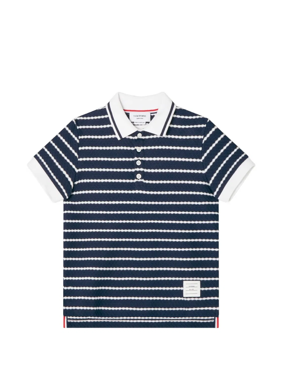 Рубашка поло в полоску Thom Browne Kids, синий