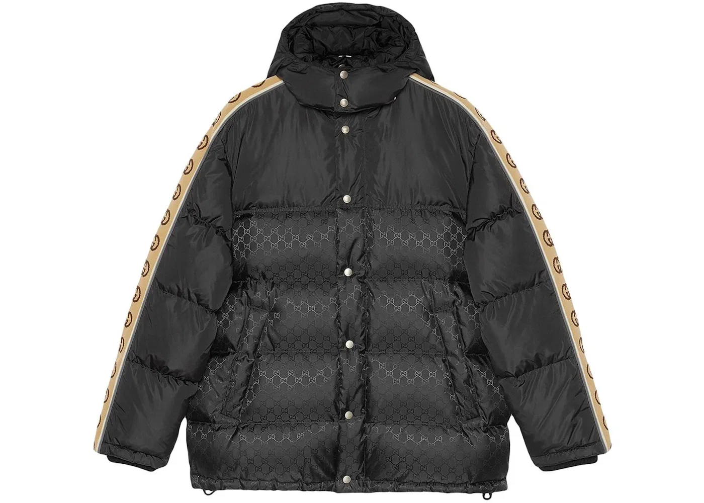Мужская куртка-пуховик с принтом Jacquard Tape Sleeve Gucci, Black