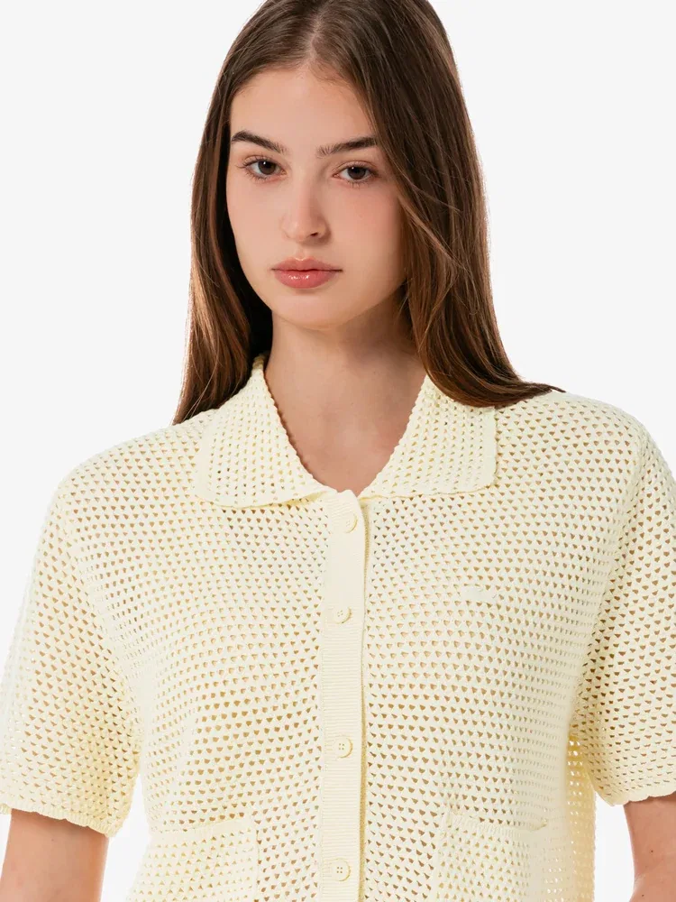 Кардиган LACOSTE Ivory, вязаный женский, с коротким рукавом — фото 2