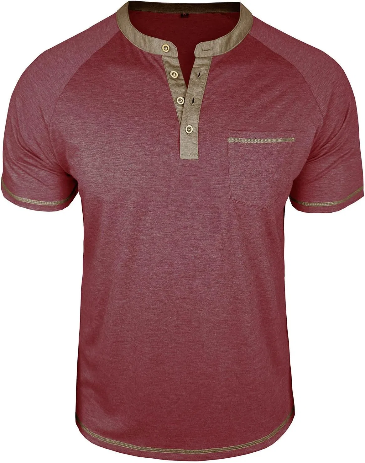 Мужская хлопковая футболка с поло Henley, Wine