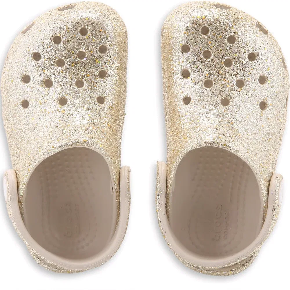 Детские классические сабо с блестками для малышей Crocs, Gold Glitter — фото 4