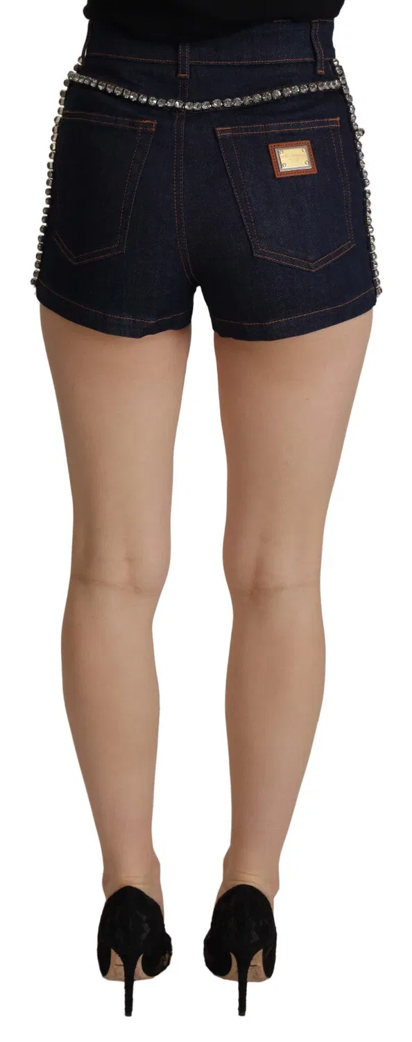 Женские джинсовые шорты с высокой посадкой с кристаллами Hot Pants Dolce & Gabbana, Blue — фото 2