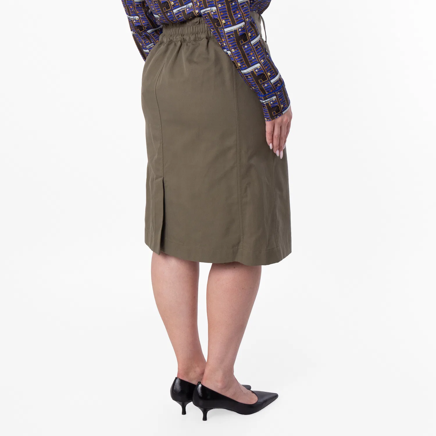 Юбка миди с поясом Belted Buttoned Midi Skirt Burberry, Khaki — фото 3