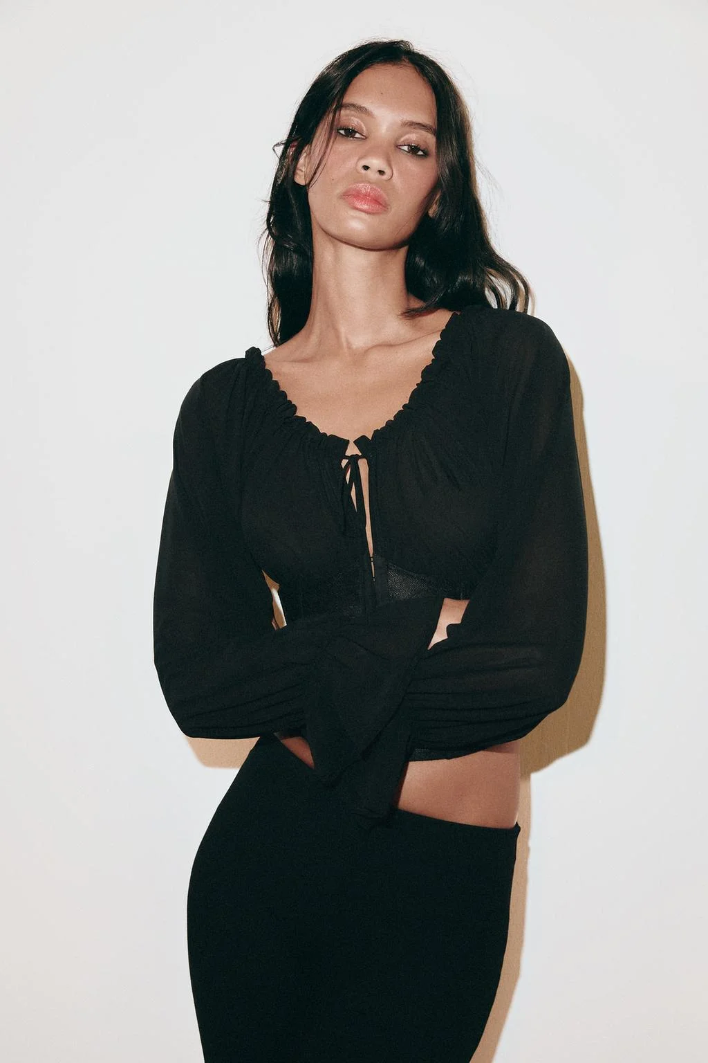 Топ Zara Corsetero Combinado, черный — фото 2