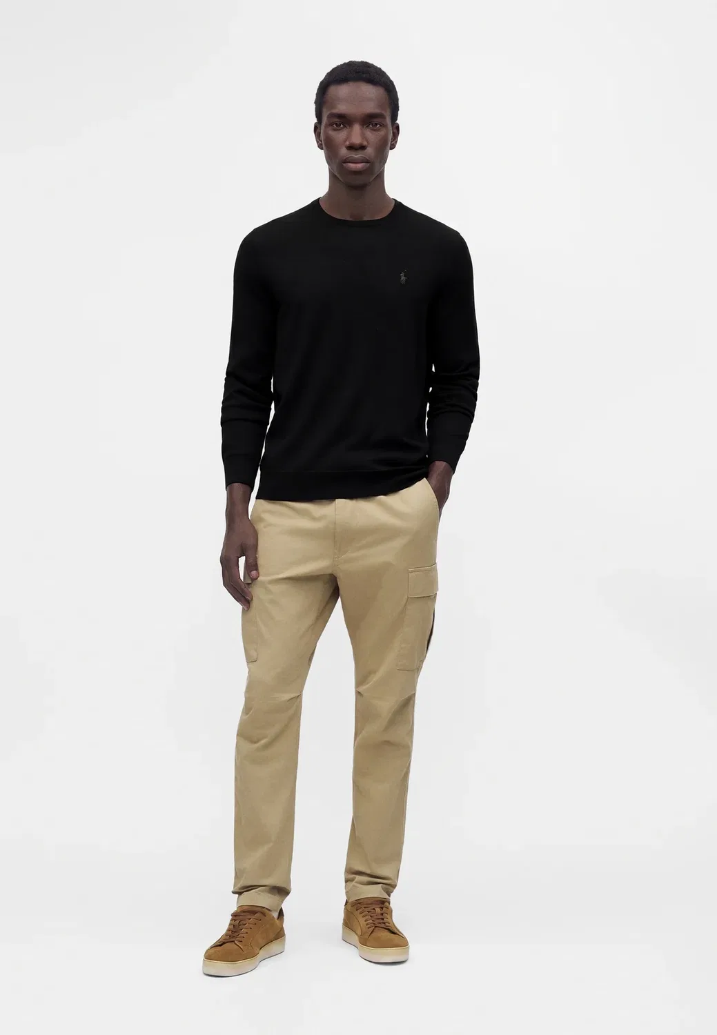 Шерстяной свитер с круглым вырезом, который можно стирать Polo Ralph Lauren, Black — фото 2