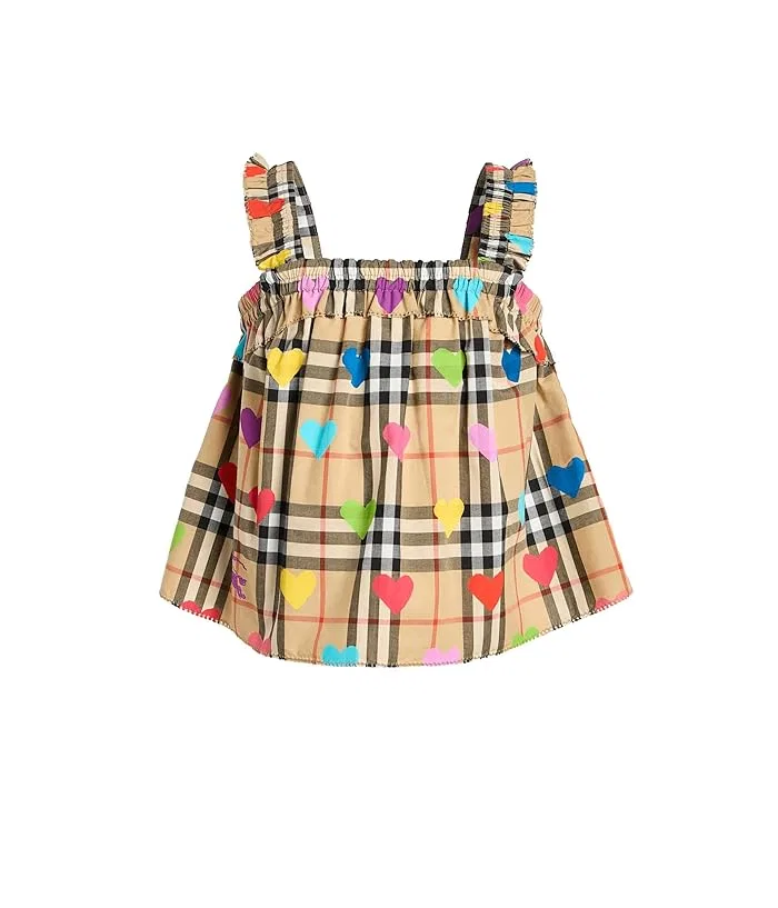 Платье с принтом Gabi Heart Check Burberry Kids, Sand IP Pattern
