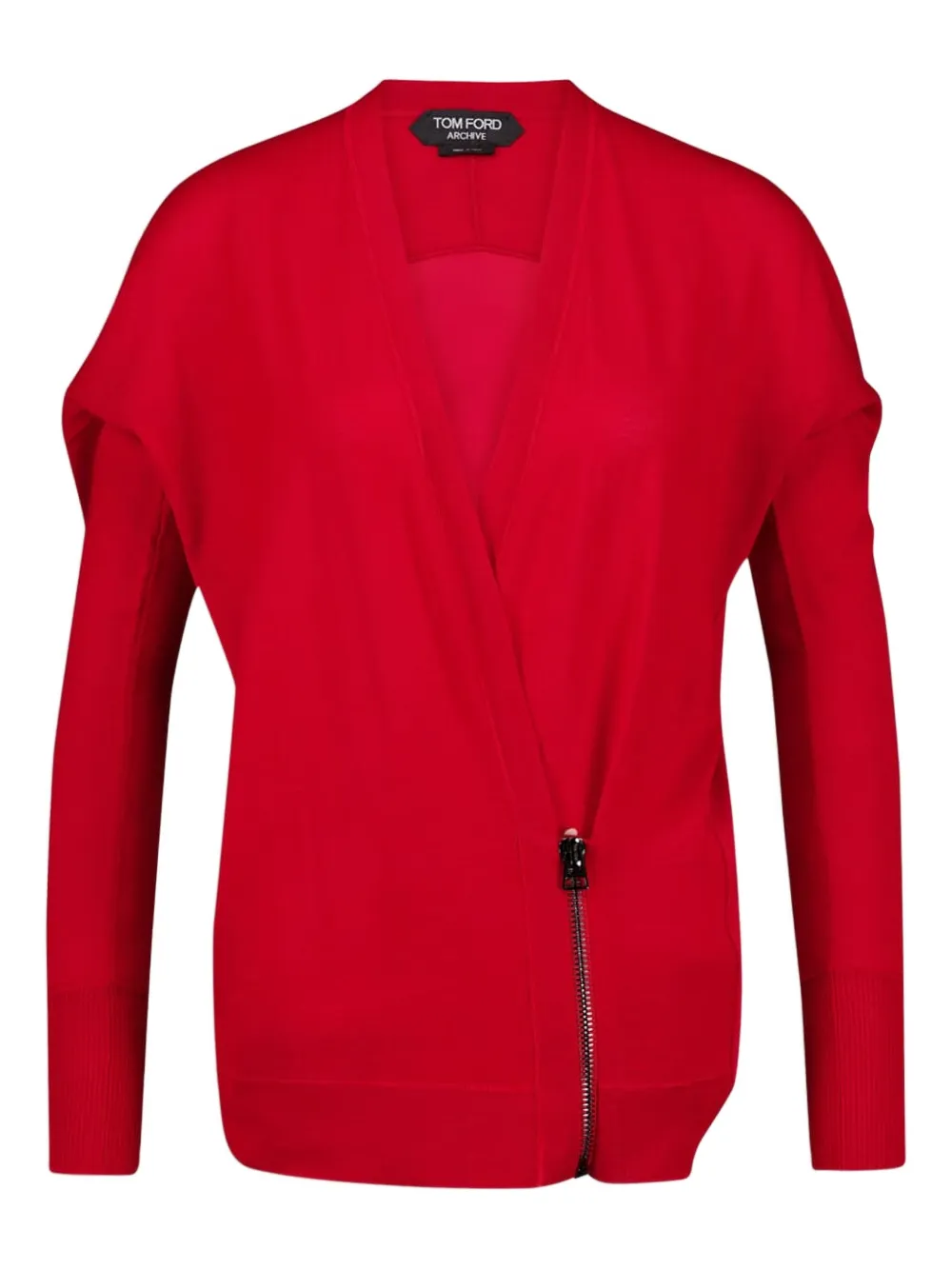 

Кардиган с застежкой-молнией на запах TOM FORD, красный