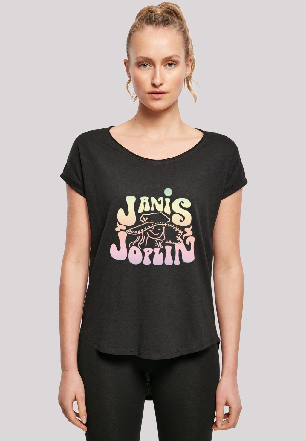 

Футболка с принтом JANIS JOPLIN PASTEL LOGO F4NT4STIC, черный
