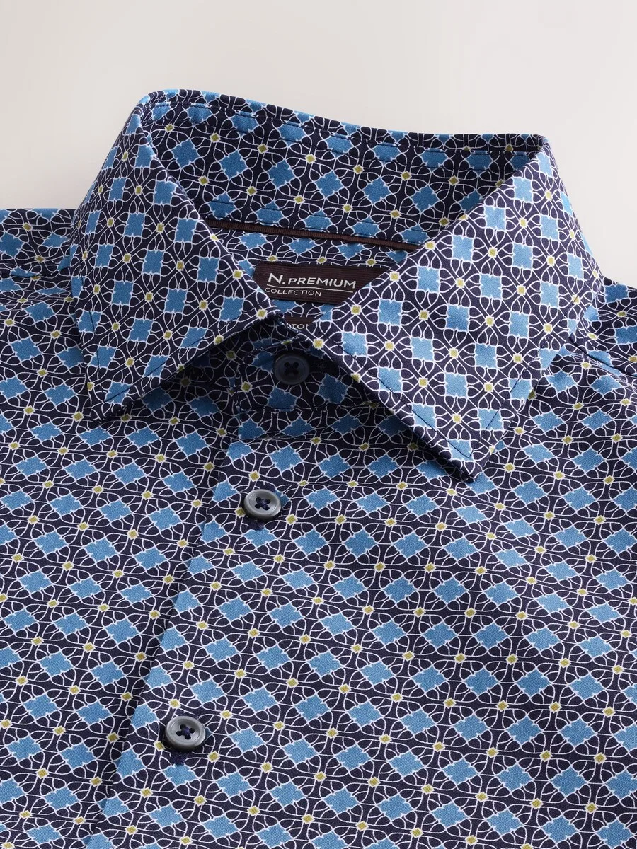 Рубашка Next Regular fit Button Up Shirt 'N. Premium' синего цвета — фото 3