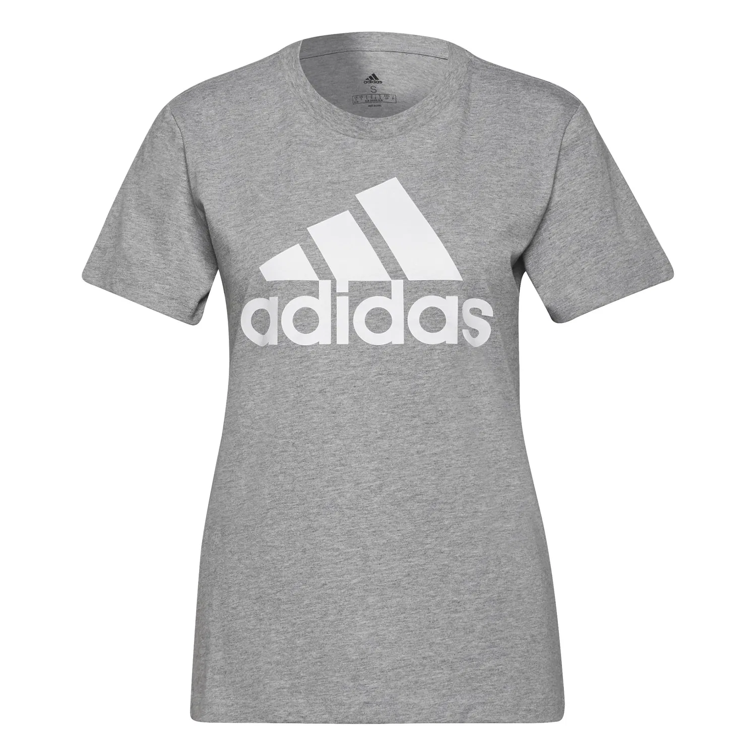 Женская футболка с логотипом Essentials Logo Tee adidas, Medium Grey Heather / White — фото 2