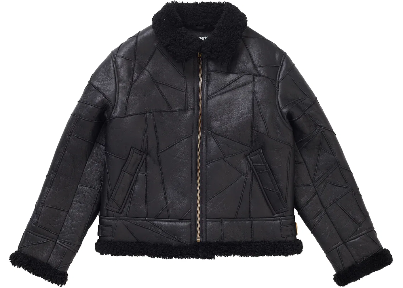 Мужской кожаный бомбер с меховой отделкой Patchwork Shearling B-3 Supreme, черный