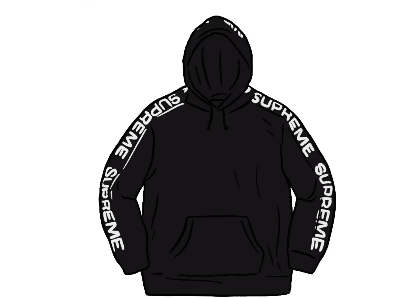 Мужской свитшот с капюшоном с металлизированными ребристыми вставками Supreme, Black