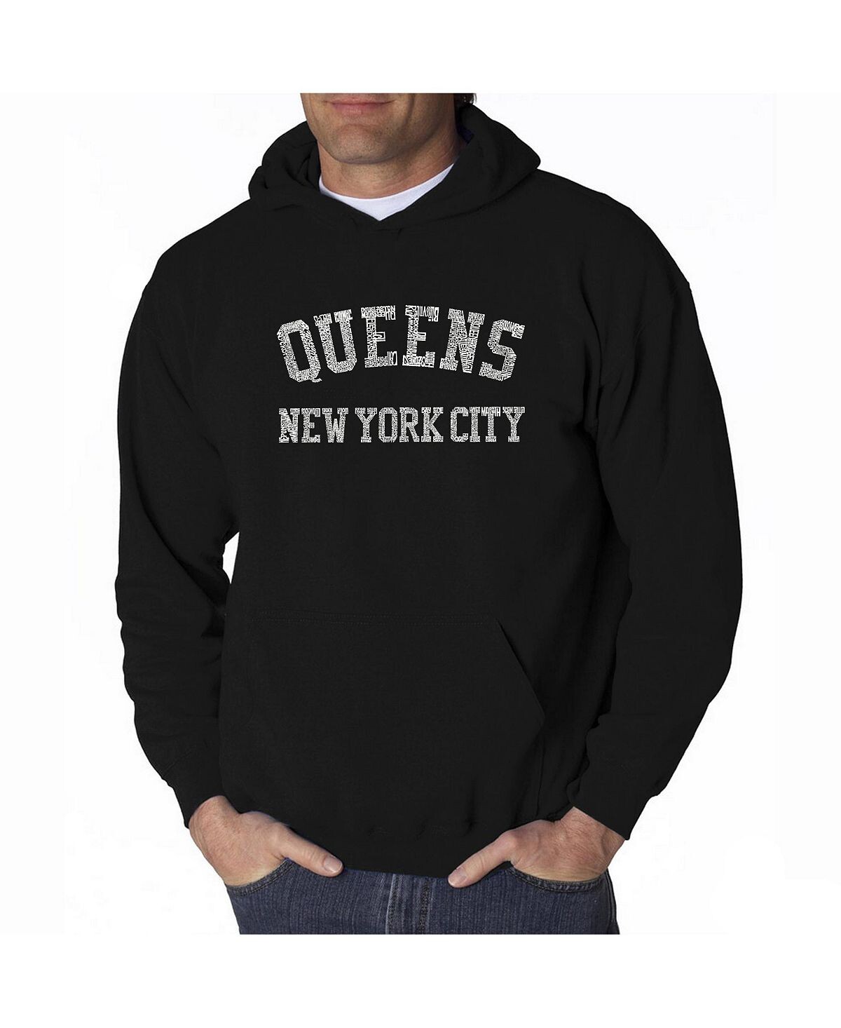 

Мужская худи word art - queens ny neighbourhoods LA Pop Art, черный
