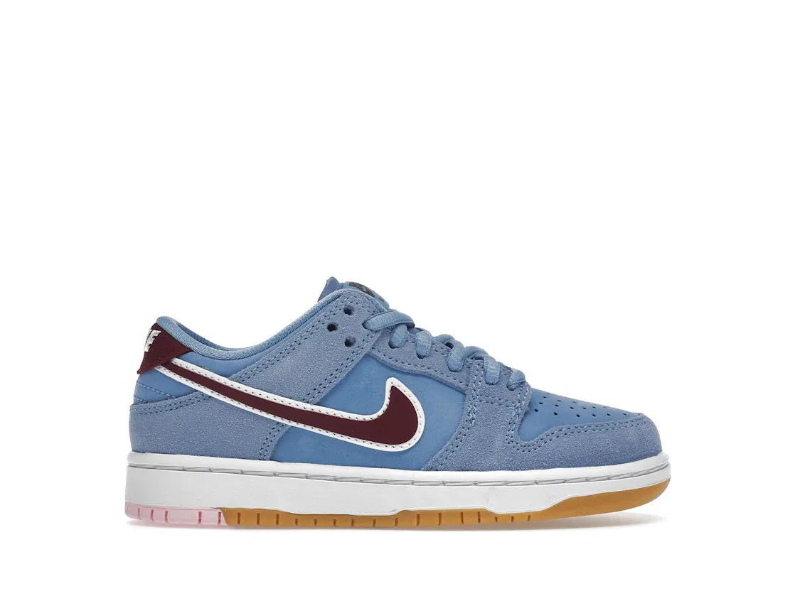 Детские кроссовки с длинным шнурованием Nike SB Dunk Low Nike, Valor Blue/Team Maroon/White/Gum