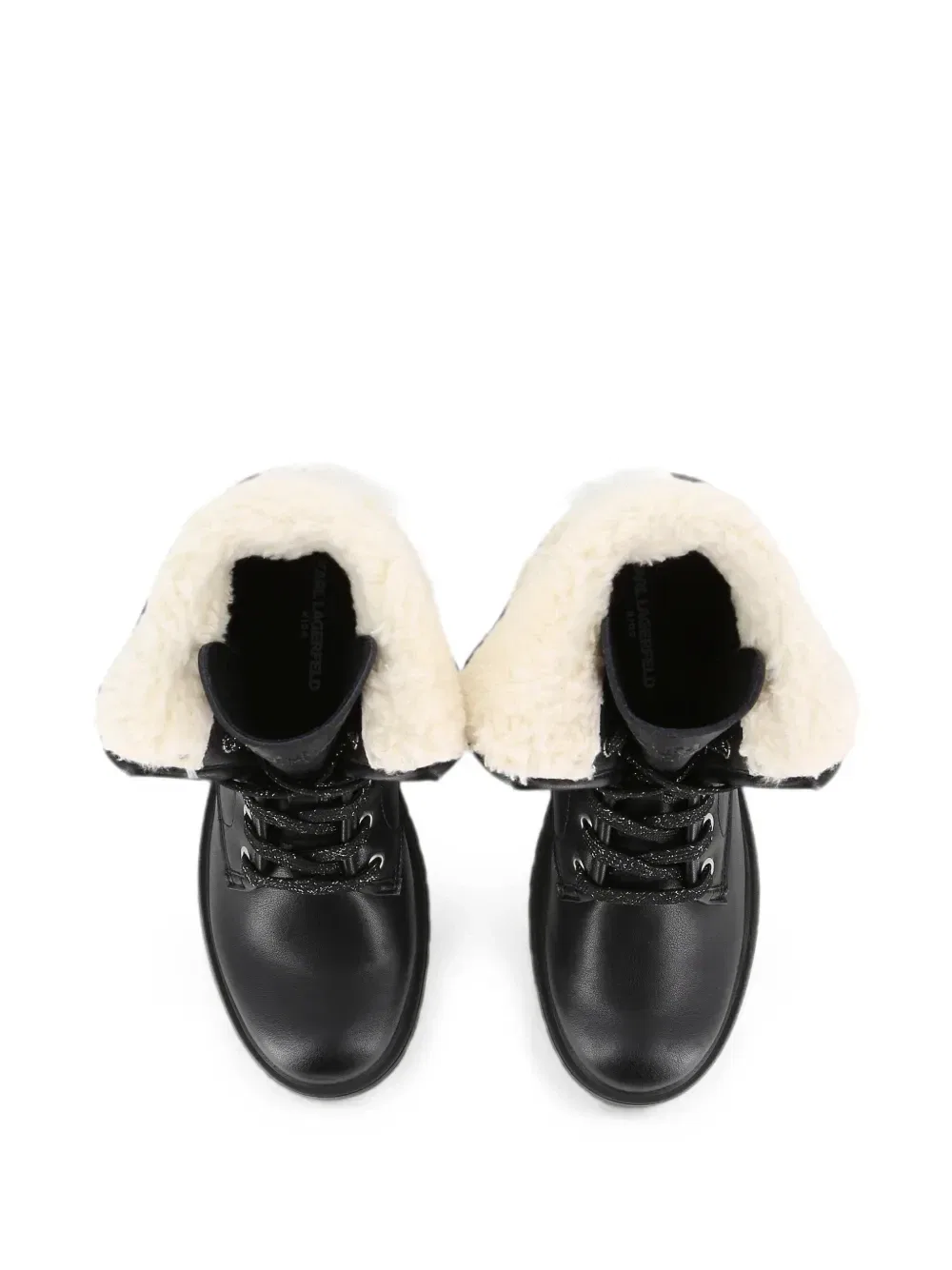 Ботинки с искусственным мехом и шнуровкой Karl Lagerfeld Kids, черный — фото 3