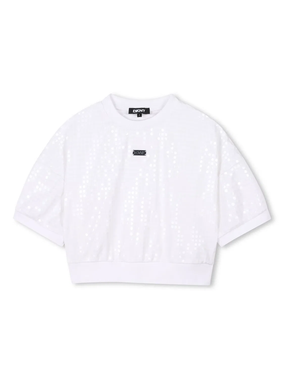 Детский свитшот с пайетками DKNY, белый