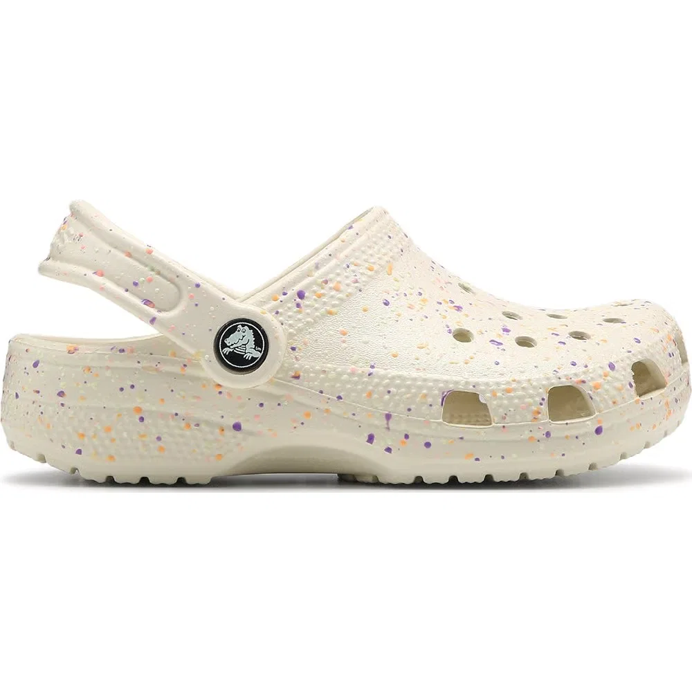 Детские классические сабо с графическим рисунком Crocs, White Multi Splatter — фото 2
