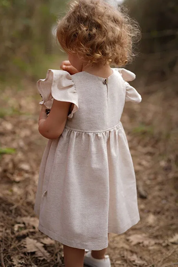 Детское платье для девочек хлопковое Organic Cotton Linen Girl's Dress Mells Baby, Natural Linen — фото 2