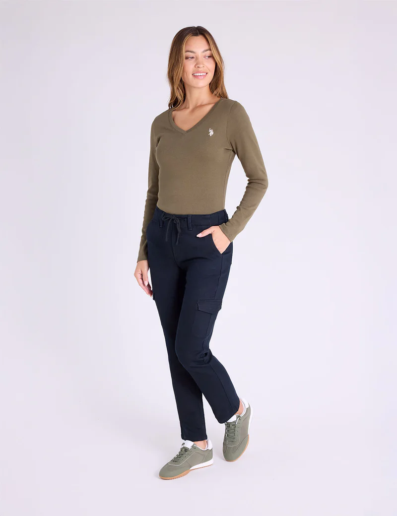 

Лонгслив U.S. Polo Assn V-neck T-shirt, хаки