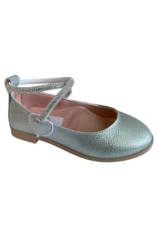 Детские балетки для девочек с принтом Shiny Ankle Stone Heart Velvet Ballet Rose Shoes Kids, Gray