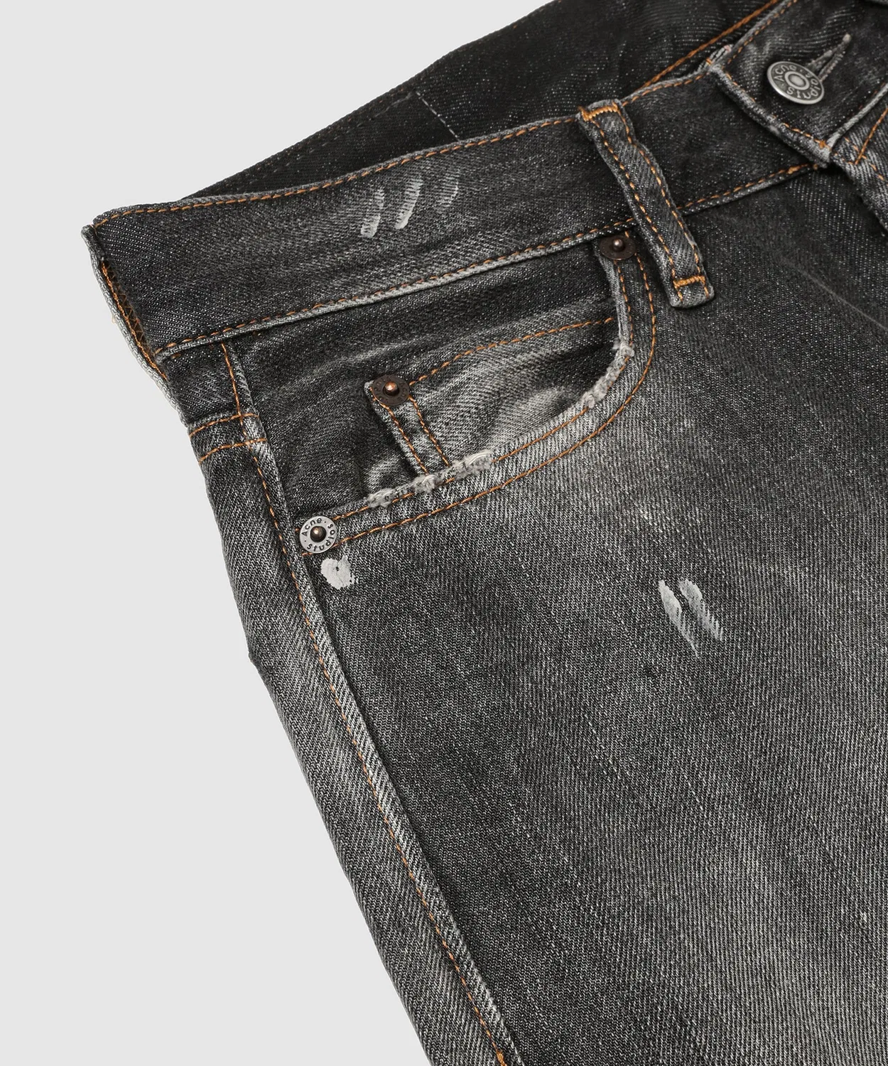 Джинсы с потертостями и росписью 1981 U Black Trafalgar Acne Studios, черный — фото 3