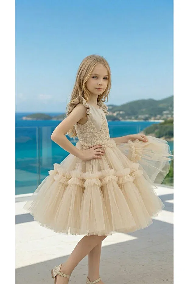 Детское платье для девочек хлопковое Lindissima, Beige