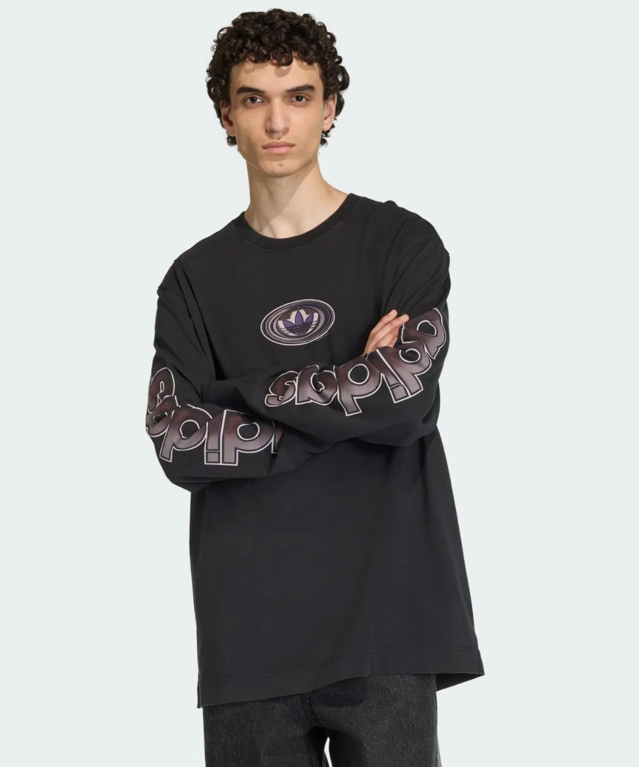 Adidas Originals 90s Альтернативный Спорт Архив Графика Лонгслив, Черный