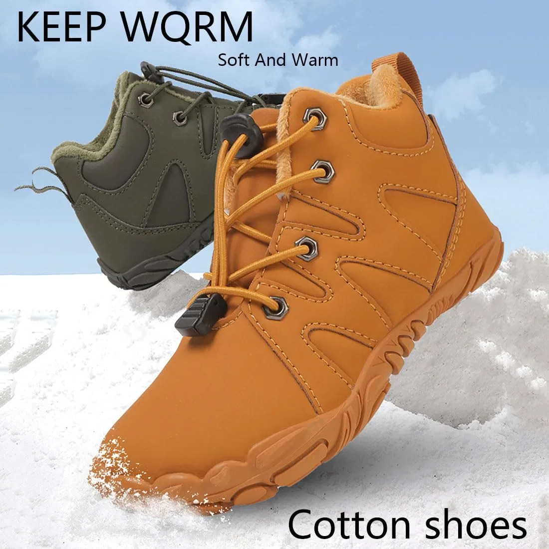 Детские зимние ботинки для девочек водонепроницаемые с принтом Hike Kids Winter Footwear Barefoot Snow Boots, Green — фото 3
