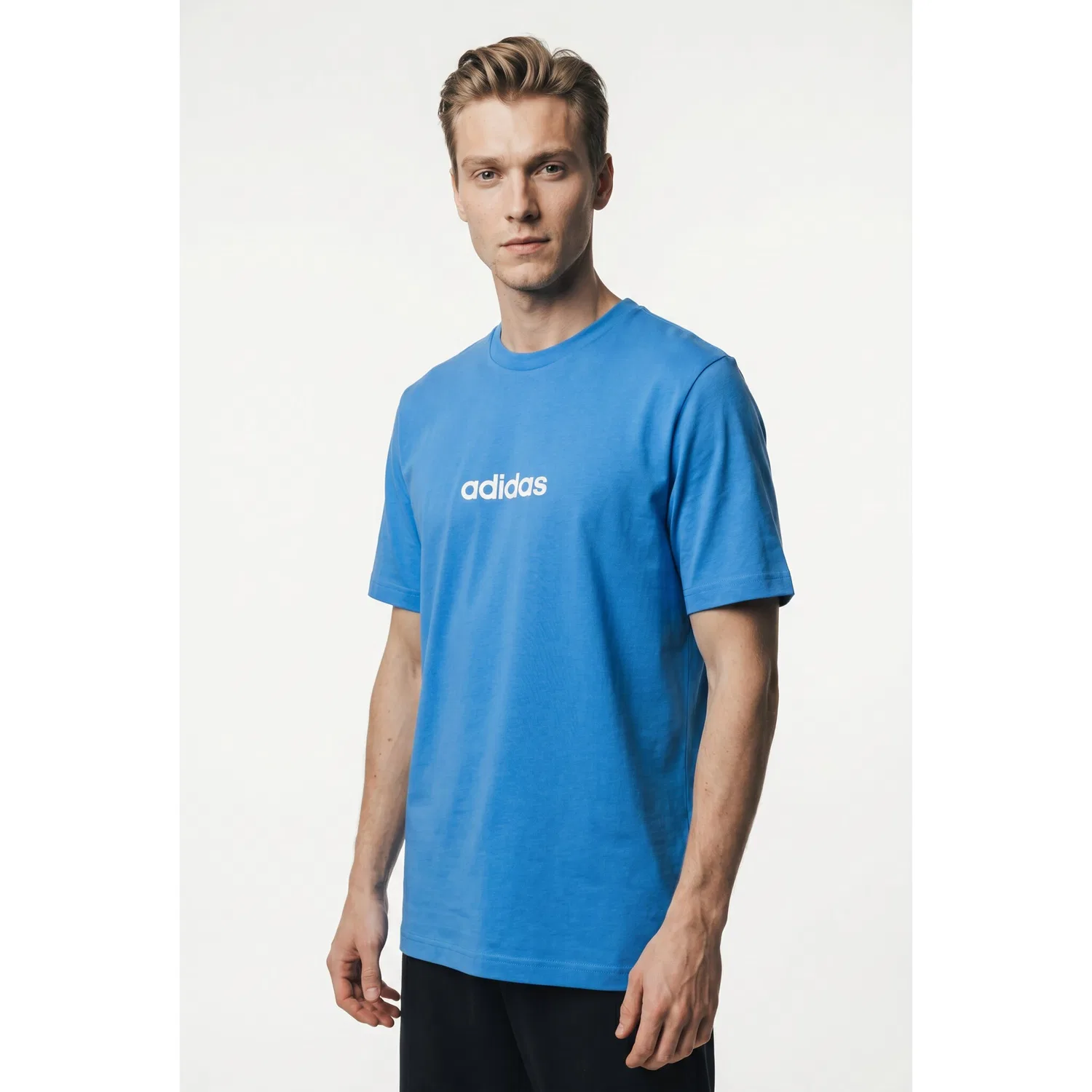 Детская футболка с округлым вырезом Adidas Sportswear, Ray Blue/Off White — фото 2