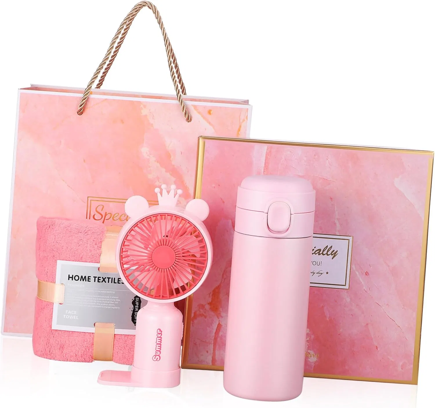 Набор для ухода, Thermosflasche, Handventilator, Handtuch, Geschenktüte, ABOOFAN