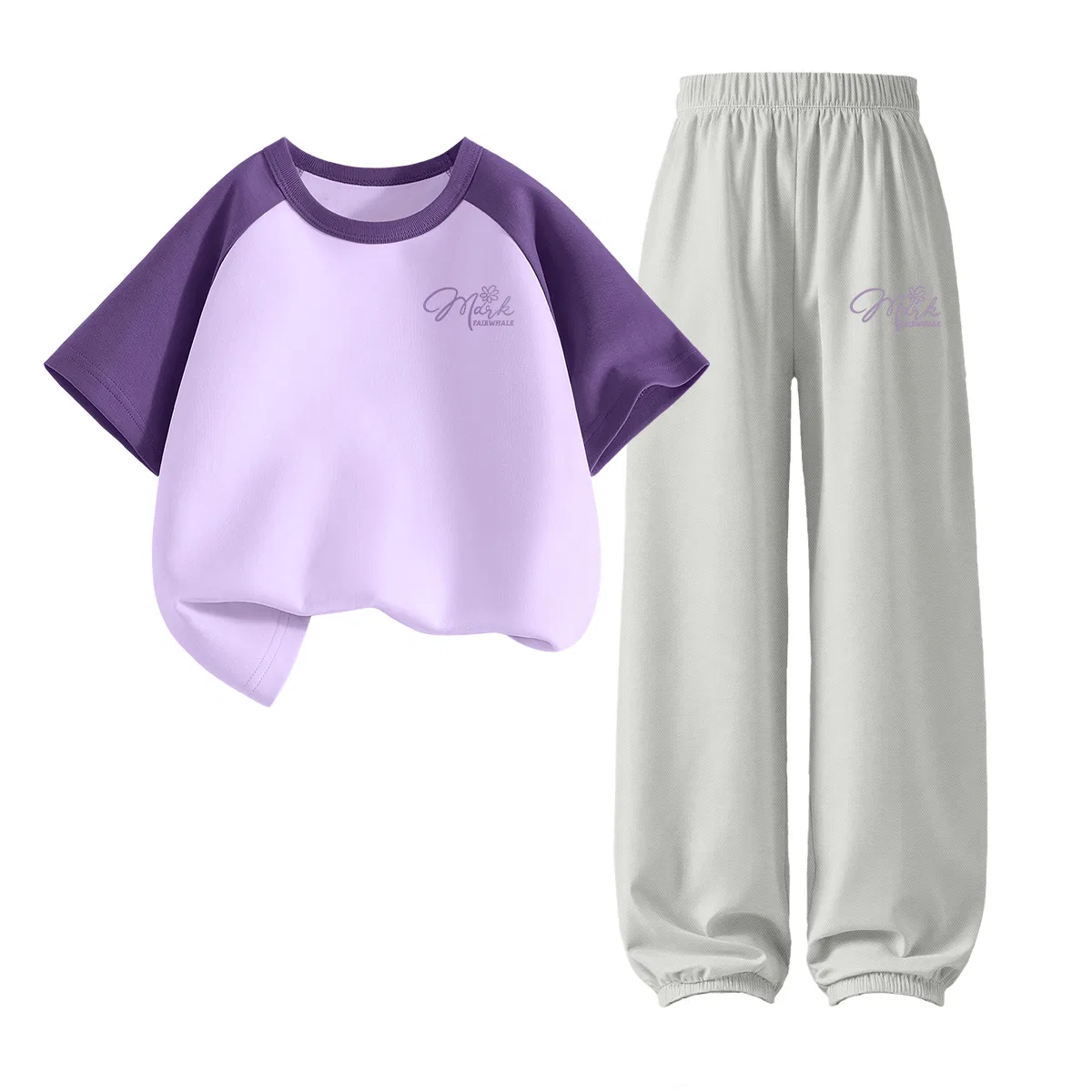 Детский спортивный костюм FAIRWHALE, MZ Yarn Flower K Grape Purple+MZ Yarn Flower K Glacier Gray