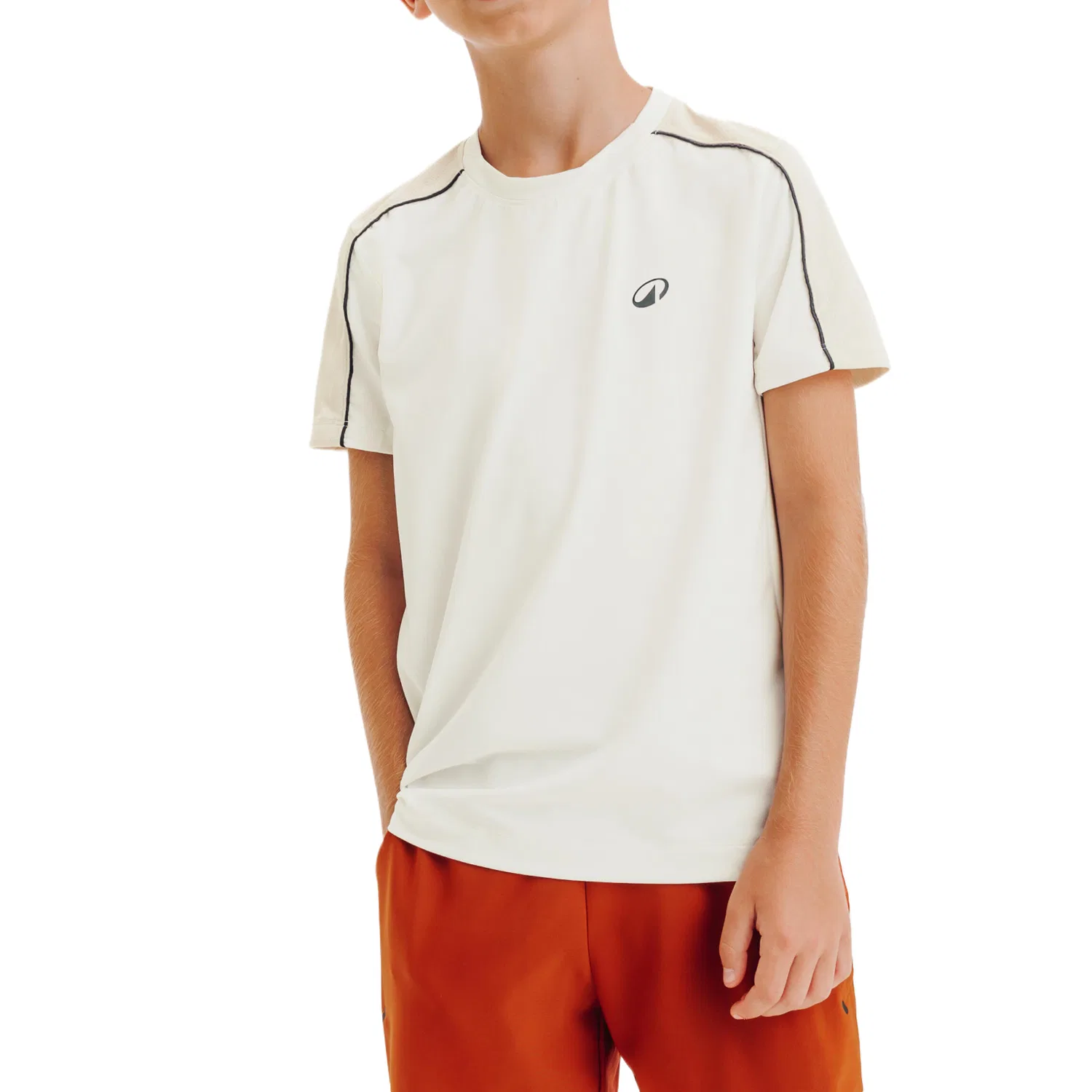 Детская футболка с круглым вырезом DECATHLON, Ecru/Light Chalk Gray