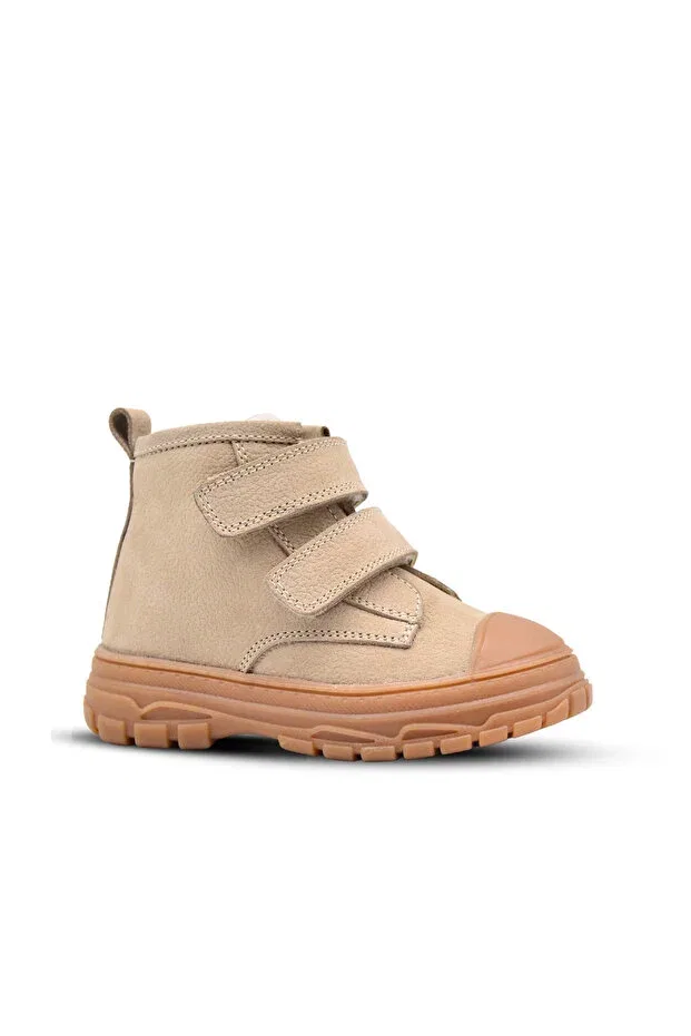 Детские ботинки для девочек на липучке Willey double velcro genuine leather unisex baby boot Kids A More, Beige