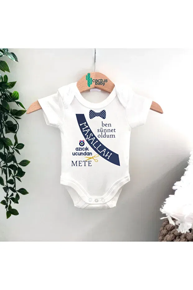 Детское боди-комбинезон для новорожденных с принтом Cactus baby circumcision costume cotton baby bodysuit with tassel writing Cactus Collection, Short Arm