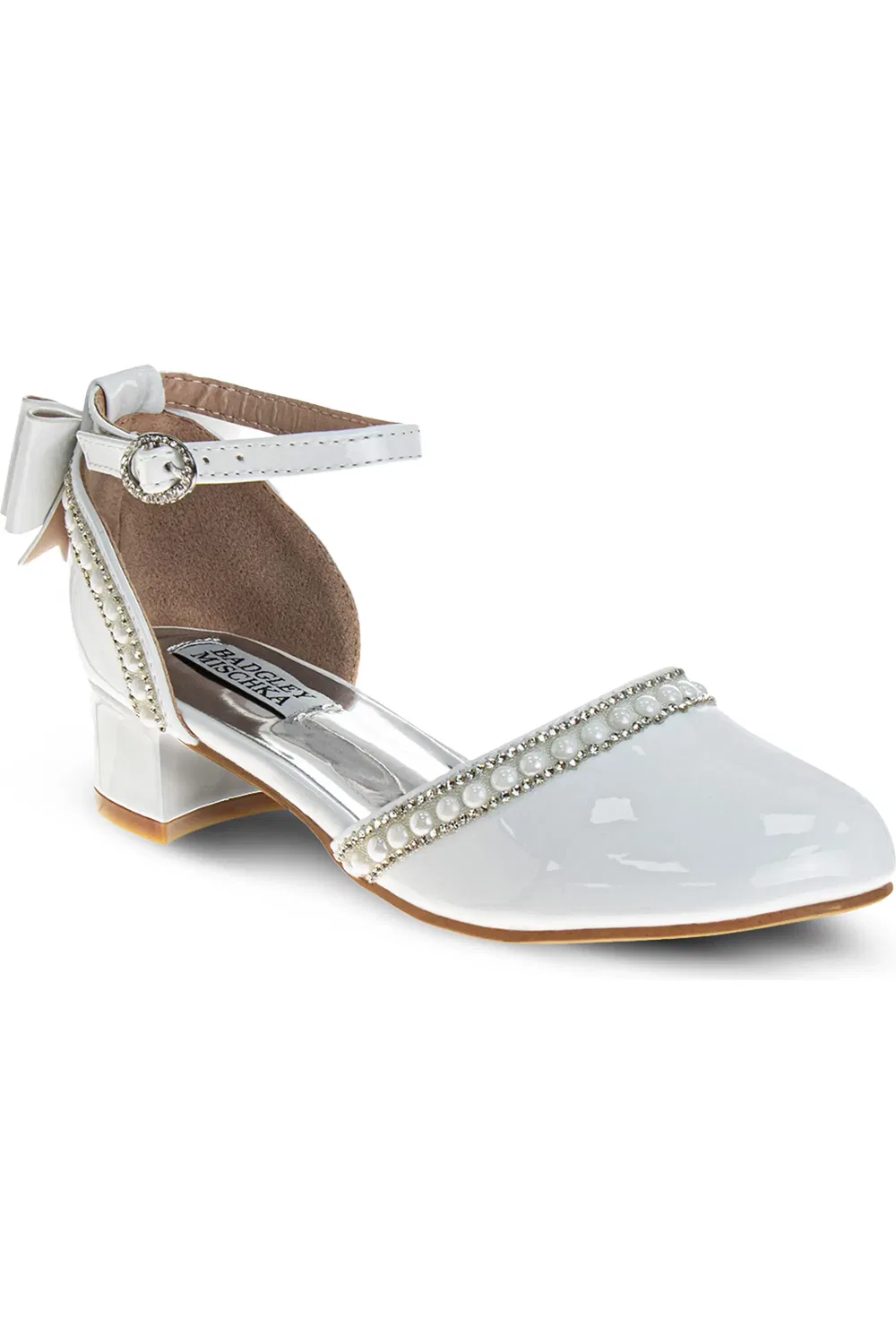 Туфли детские с бантом Badgley Mischka Collection, White Patent